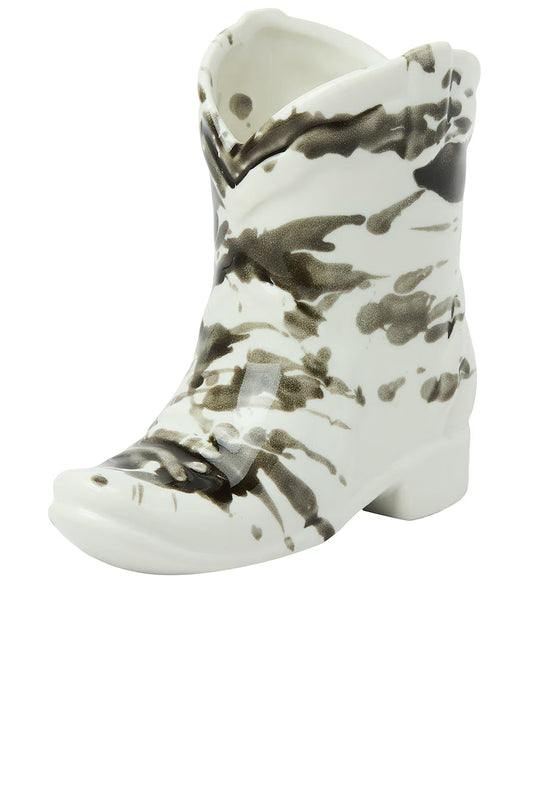 Ceramic Cowboy Boot Candle, black splatter