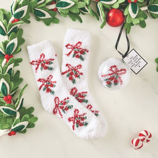 Cozy Socks in Ornament - White + Mistletoe
