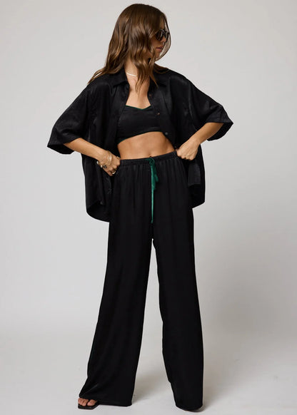 The Club House Wide Leg Pant Black