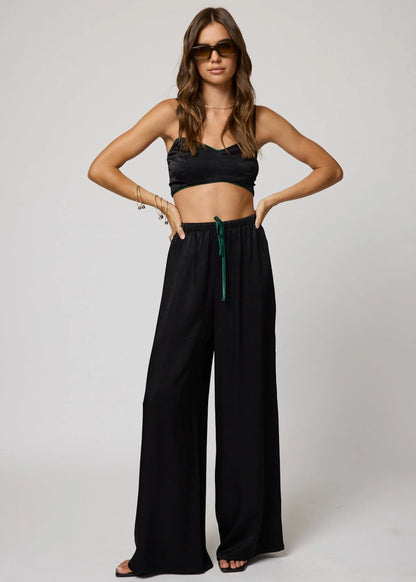 The Club House Wide Leg Pant Black