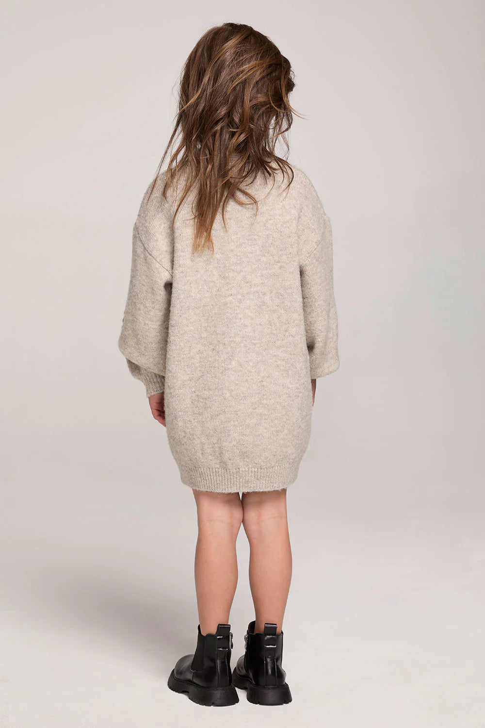 Girl's Blossom Sweater Dress, oatmeal