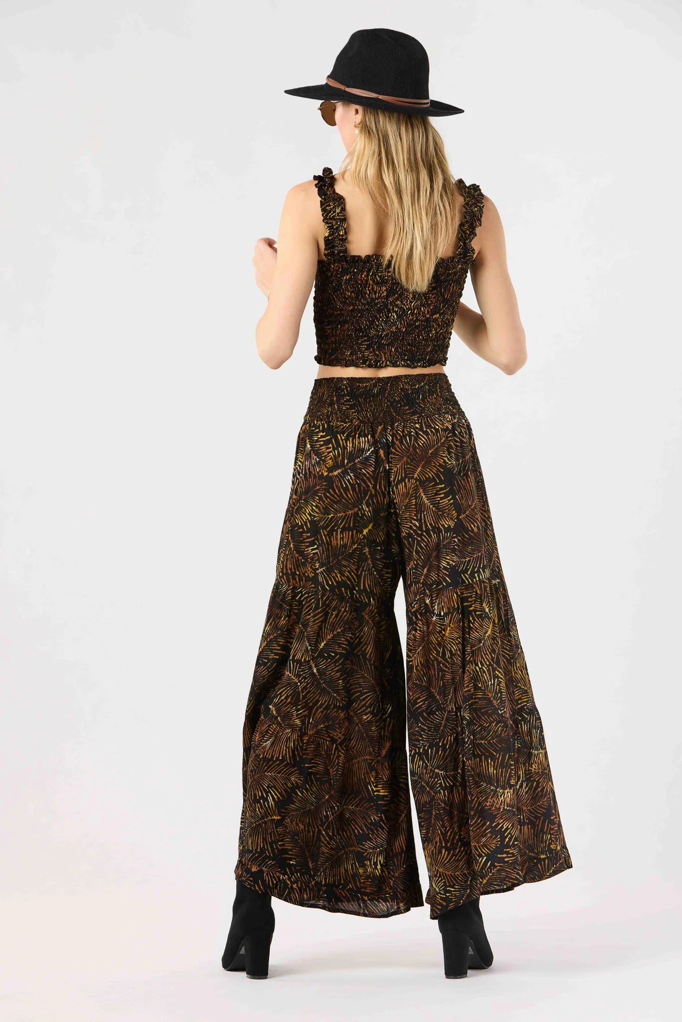 Sienna Pant, Batik Palms Black