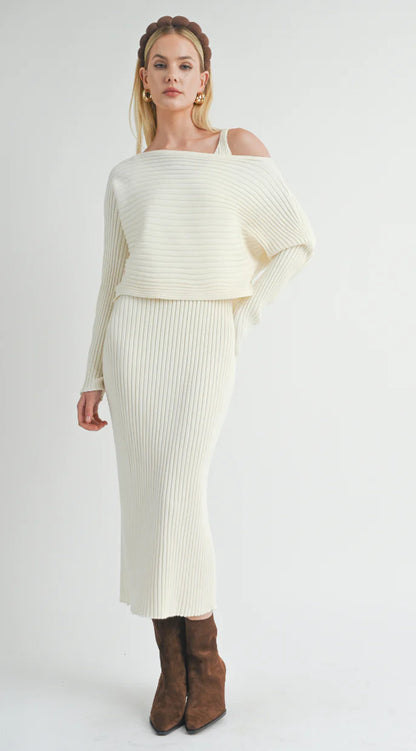 Gabi Sweater Top & Dress Set Natural