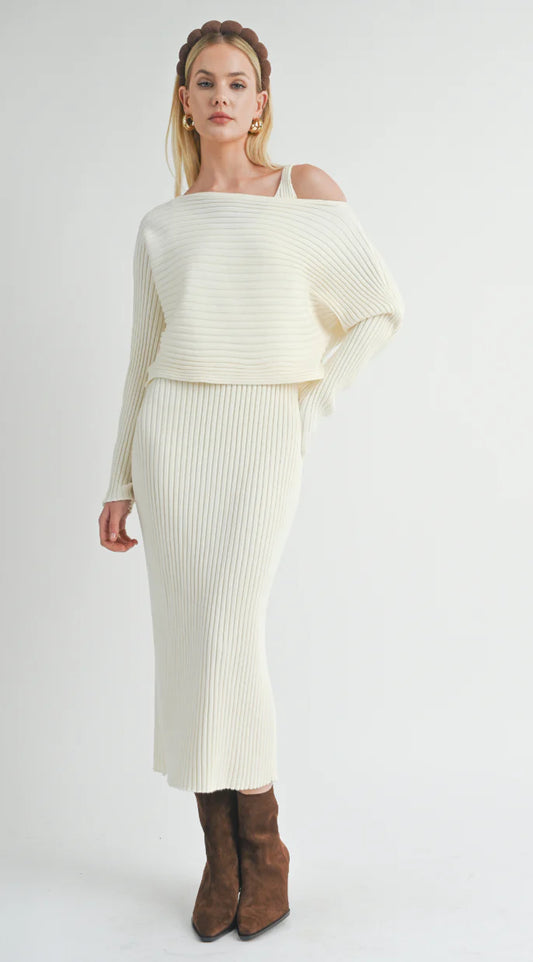 Gabi Sweater Top & Dress Set Natural