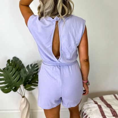 Cotton Slub Open Back Top & Short Set