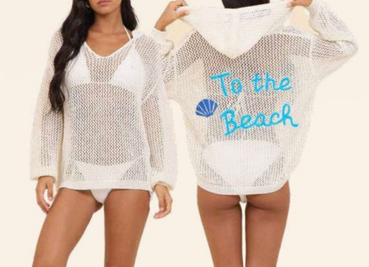 Take Me To The Beach Intarsia Sweater Hoodie