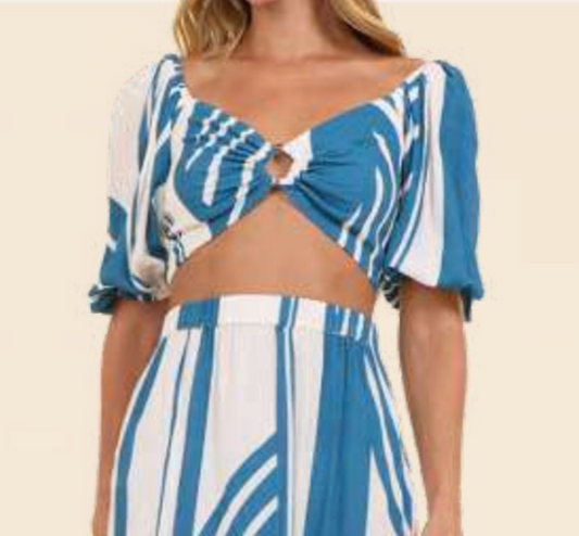 O-Ring Crop Top and Wide Leg Pant Set