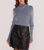 Diana Contrast Knit Top Blue Stripe