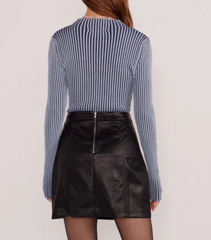 Diana Contrast Knit Top Blue Stripe