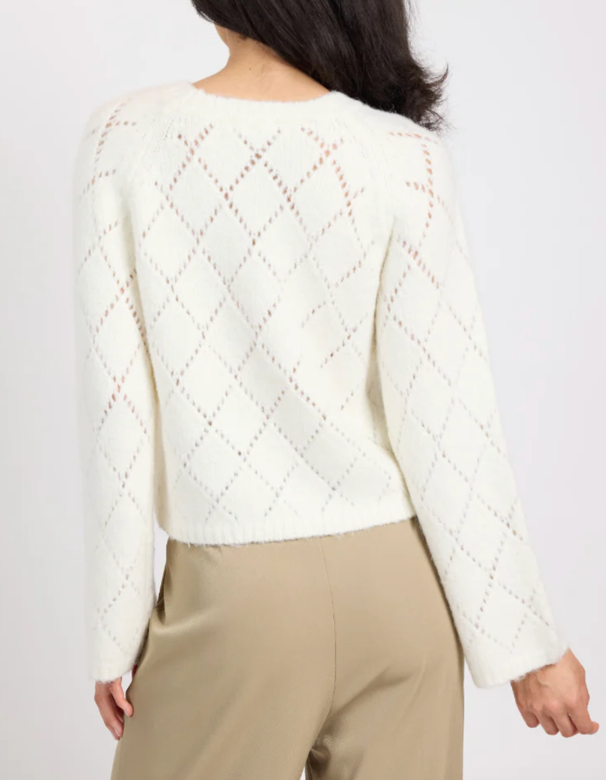 Selena Diamond Pointelle Sweater Ivory