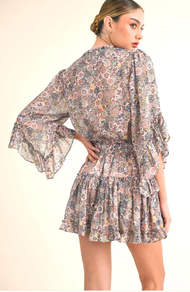 Lisa Long Sleeve Light Pink Multi Mini