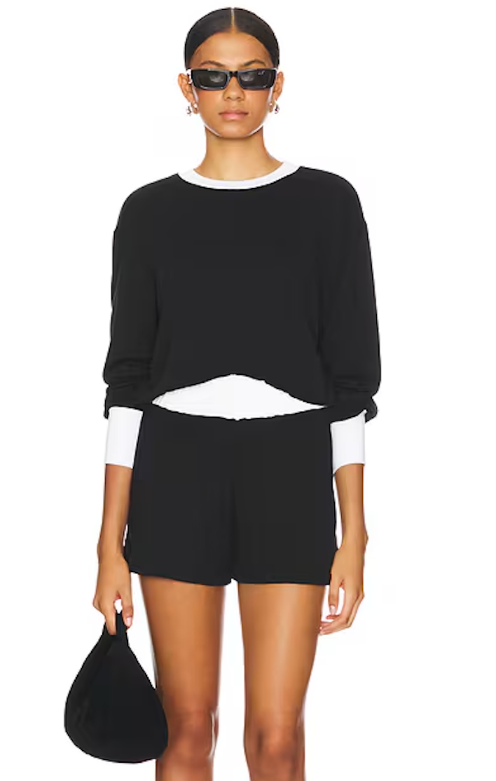Trayvon Crop Pullover Black/White