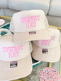Cowboy Hat, Trucker Hat - Tan/Pink