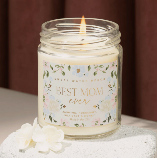 Best Mom Ever 9oz Floral Pattern Label Candle