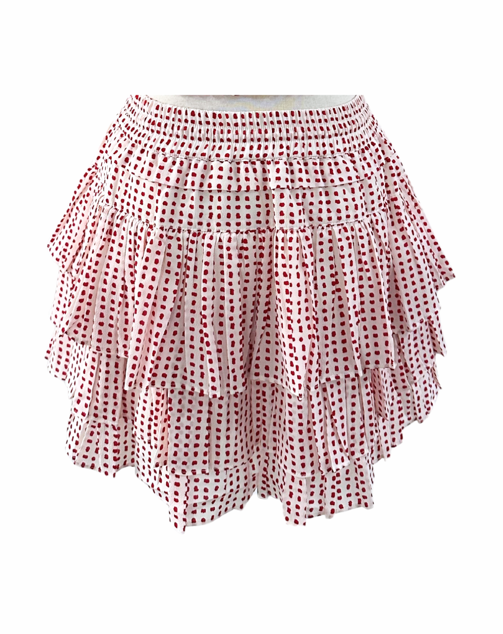 Kimmy Polka Dot Ruffle Skort - White/Red
