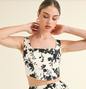 Julie Cropped Corset Top - White/Black Floral