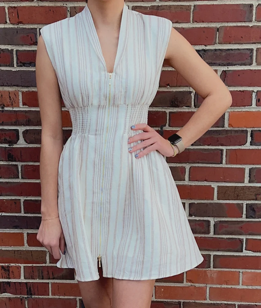 Clara Dress White/Taupe