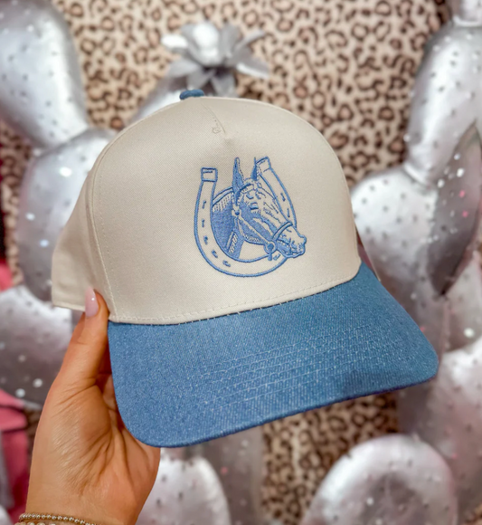 Horseshoe Horse Denim Canvas Hat