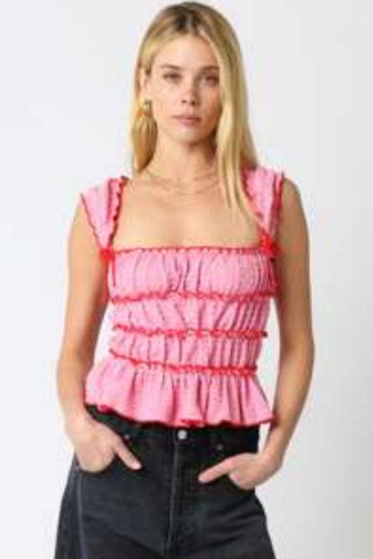 Pink Red with Bows Tank