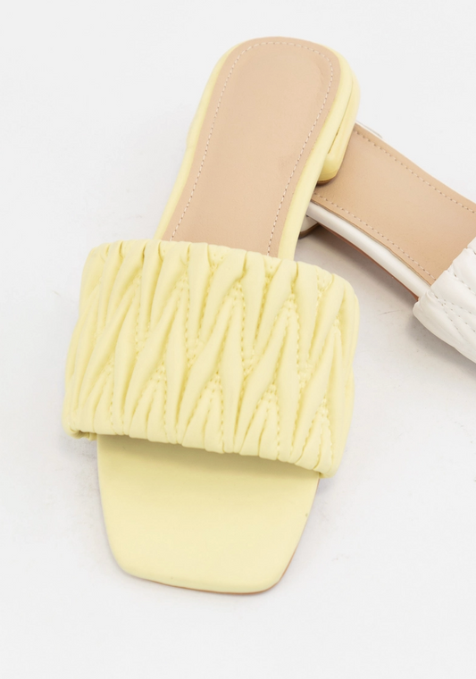 Square Matelasse Quilted Sandal - Yellow