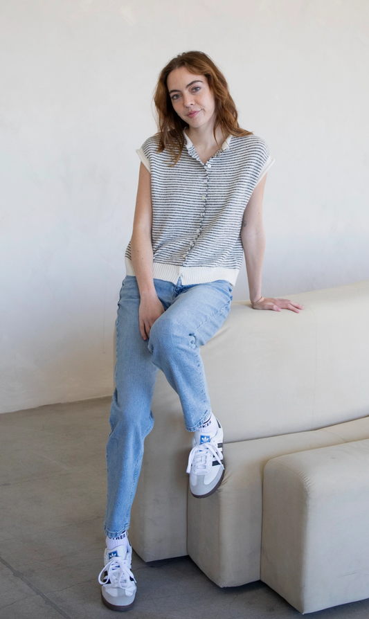 Striped Piper Vest Cardigan