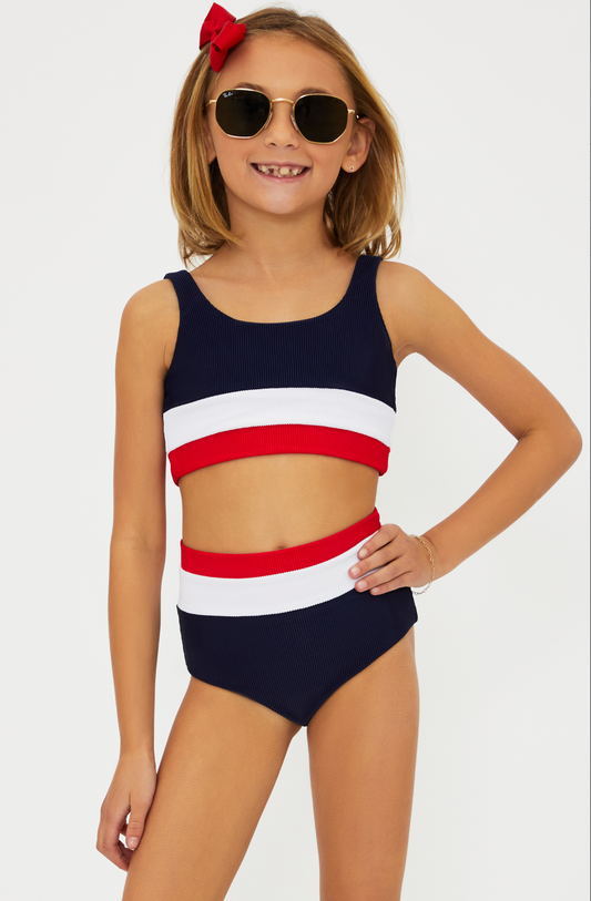 Little Mackenzie/Heidi Swim Set - Americana Colorblock