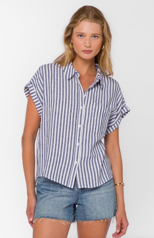 Kirsty Top - Ink Blue Stripe