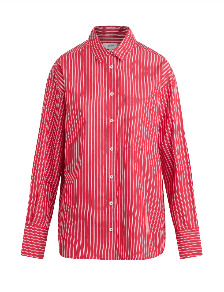 The Boyfriend Button Down - Cherry/White Stripe