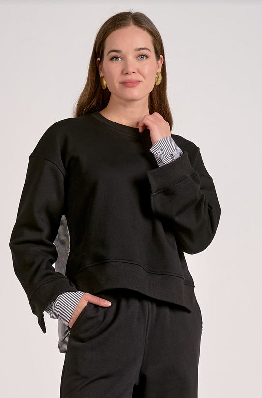 Long Sleeve Mixed Media Top