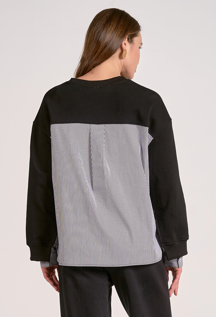 Long Sleeve Mixed Media Top