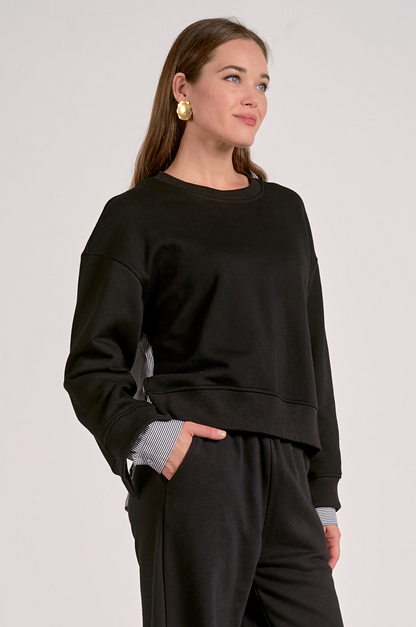 Long Sleeve Mixed Media Top