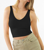 V Neck Ribbed Cropped Top, one size