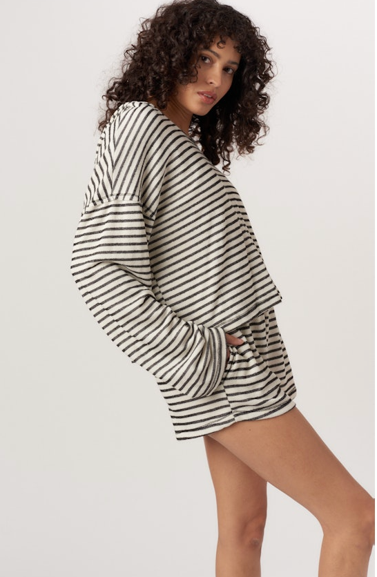 Hometown Textured Stripe Hoodie & Shorts