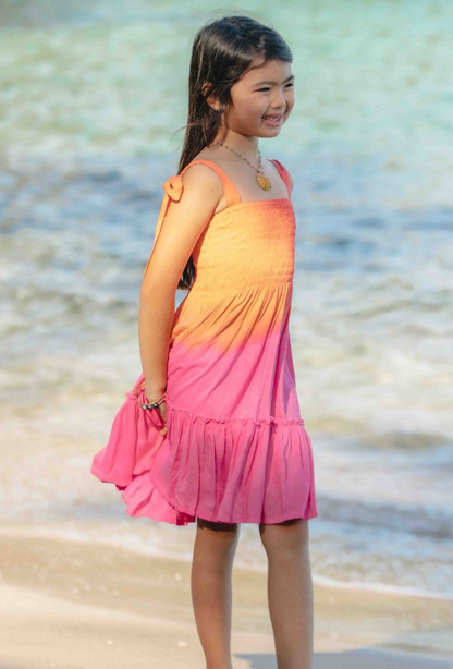 Kid's Kiki Dress, Coral Berry Ombre