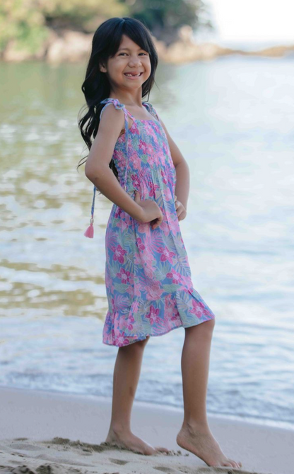 Kid's Surfs Up Dress, Tropics Cornflower