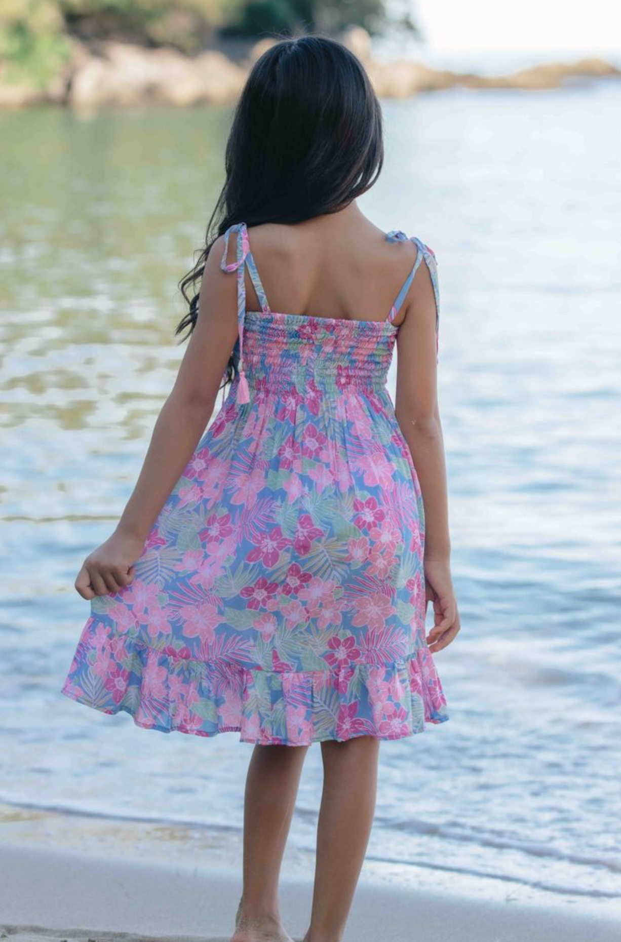 Kid's Surfs Up Dress, Tropics Cornflower