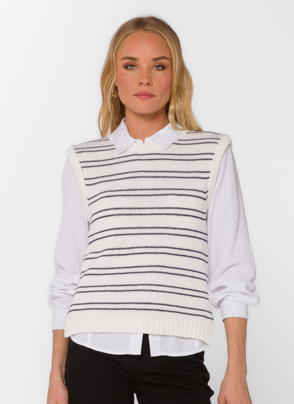 Selene Knit Vest, Navy/White