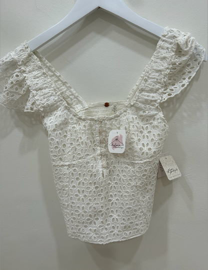 Alma Eyelet Tank, White