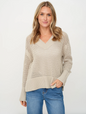 Cameron Crochet V-Neck Sweater, Bone