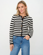 Hannah Striped Cardigan, Black/White