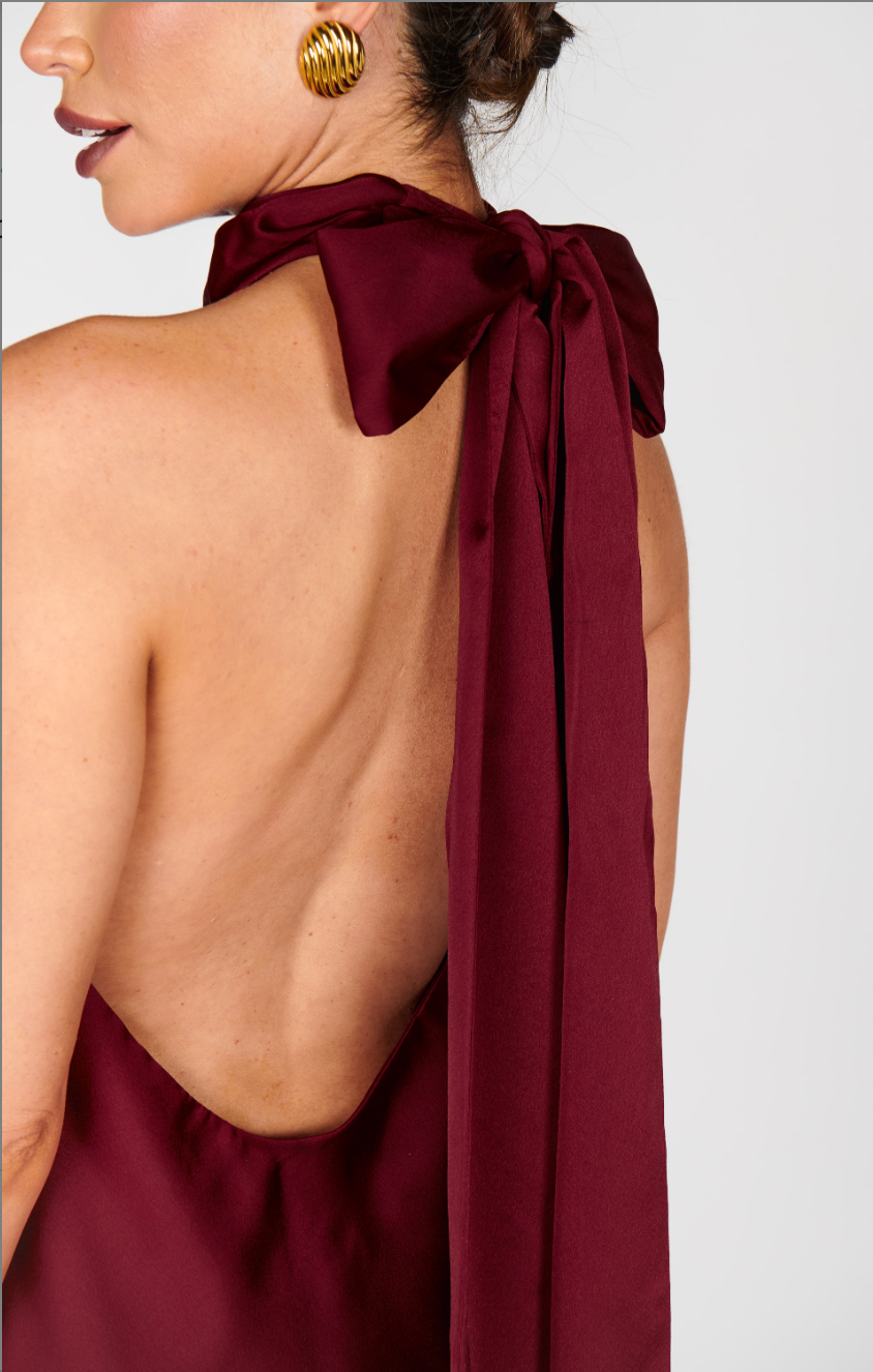 Lisa Mini Dress, Cranberry Luxe Satin