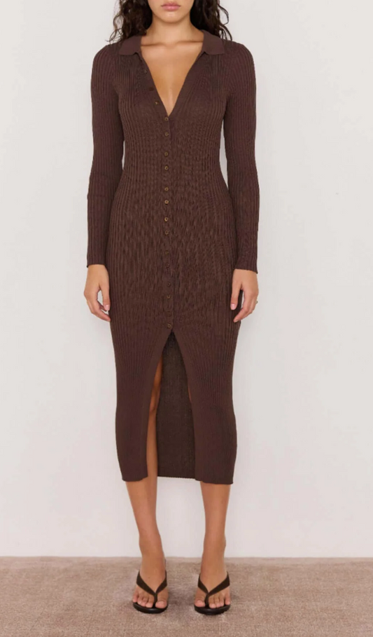 Keani Knit Midi Dress, Chocolate