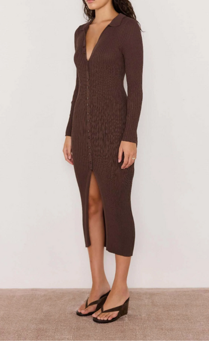 Keani Knit Midi Dress, Chocolate