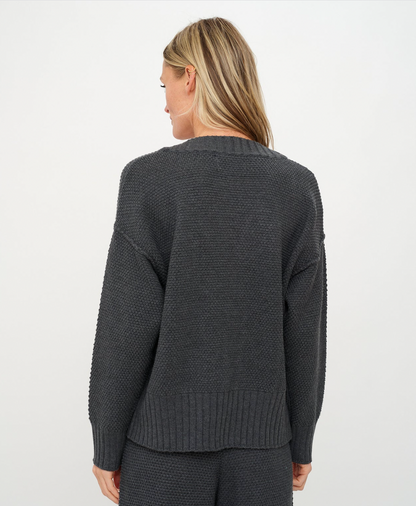 Molly Waffle Cardigan Sweater - Cement