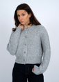 Letrice Crewneck Cardigan, Silver Grey