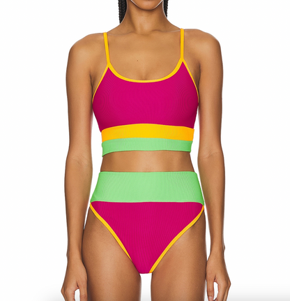 Eva & Emmy Swim Set, Sunset Colorblock