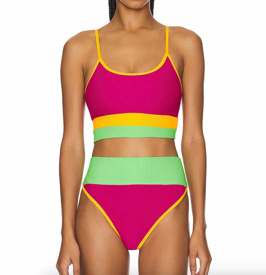 Eva & Emmy Swim Set, Sunset Colorblock