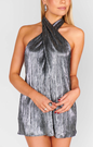 Jasmine Tie Mini Dress, Silver