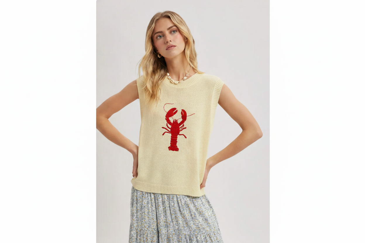 Lobster Embroidered Vest