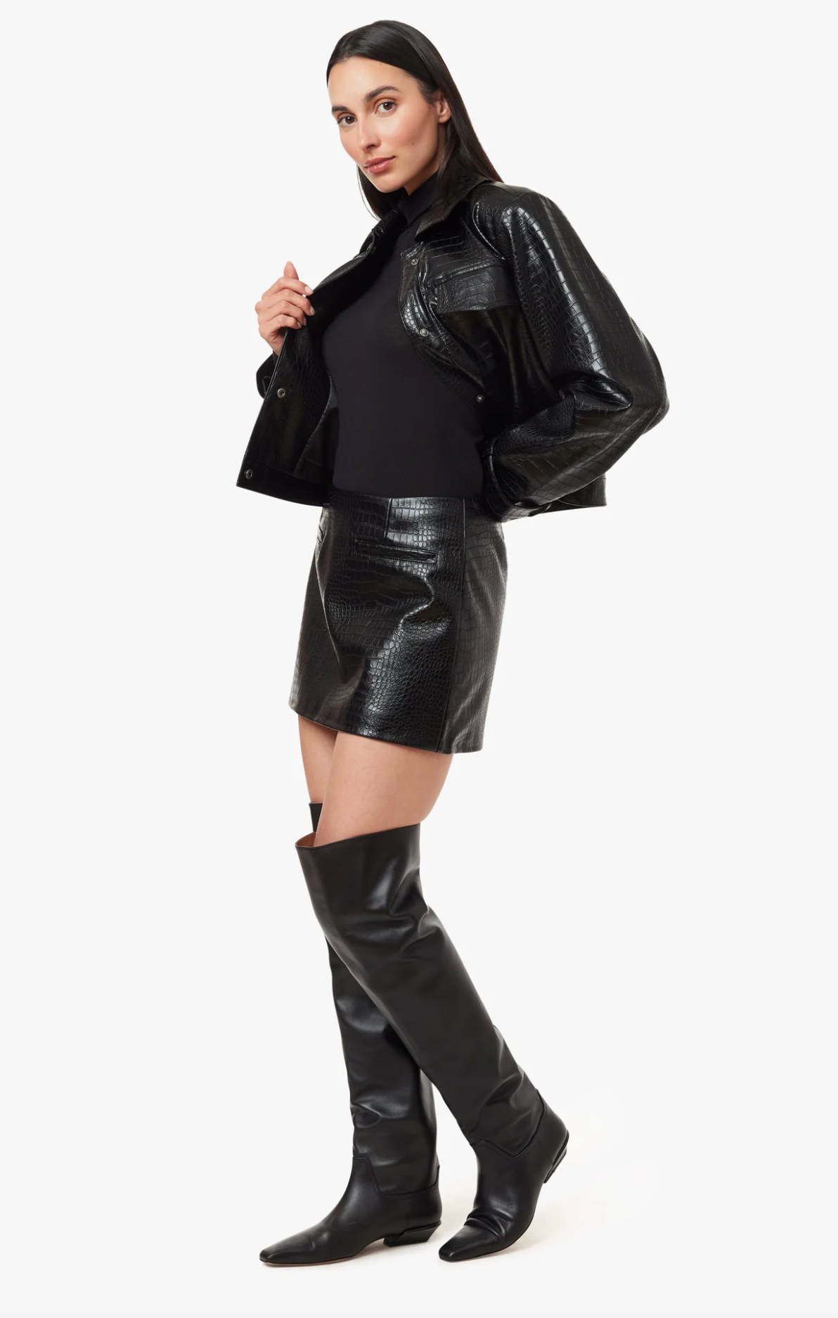 Crocodile Embossed Mini Skirt
